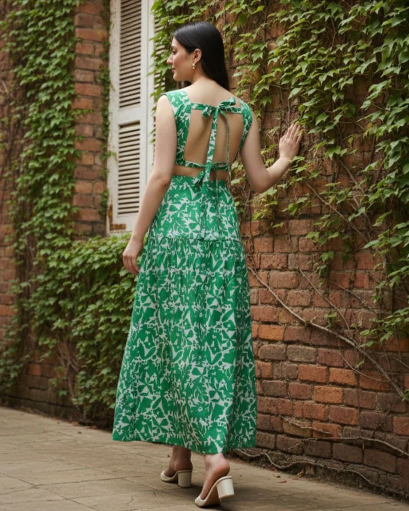 Omira Printed Midi Dress - Green — photo 2