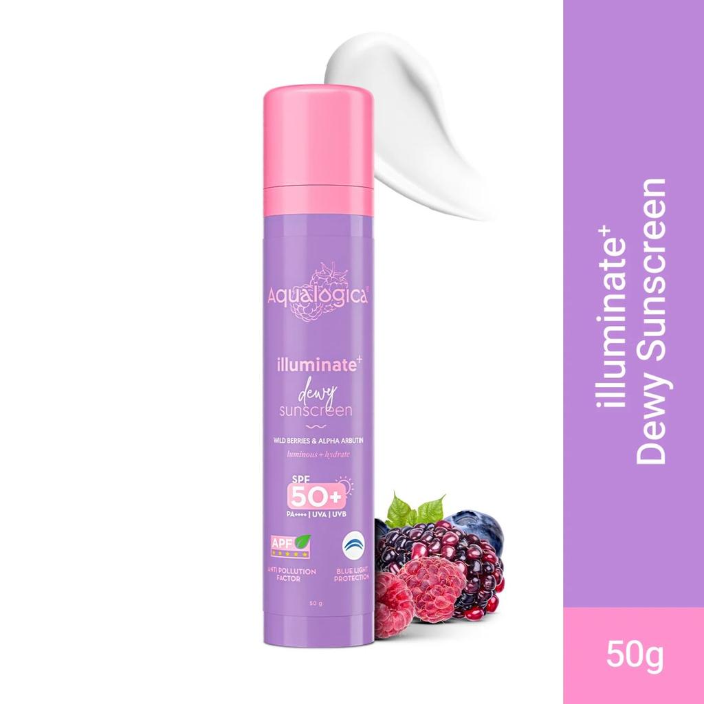 Illuminate+ Dewy Sunscreen In-Vivo Tested SPF 50+ PA++++ with Wild Berries & Alpha Arbutin - 50 g
