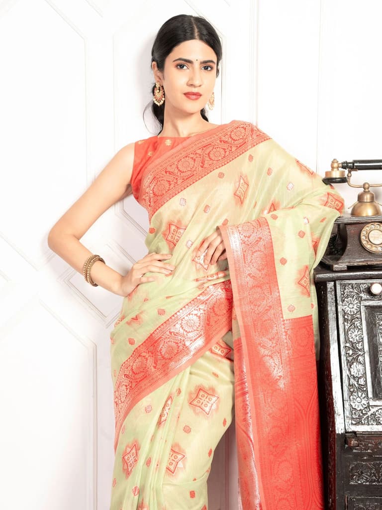 Mimosa Women's Woven Design Kanjivaram Style Art Silk Saree With Blouse Piece : SA00002068PSFREE — Pista