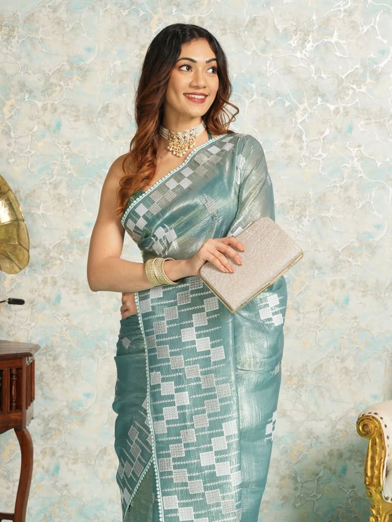 Mimosa Women's Woven Design Banarasi Style Tissue Crush Saree With Blouse Piece : SA00002009SFFREE — Saffire