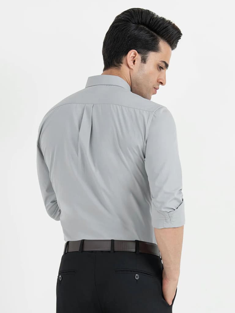 Shirts for Men in Stone Green | Cotton Blend Full Sleeve Shirt — photo 3