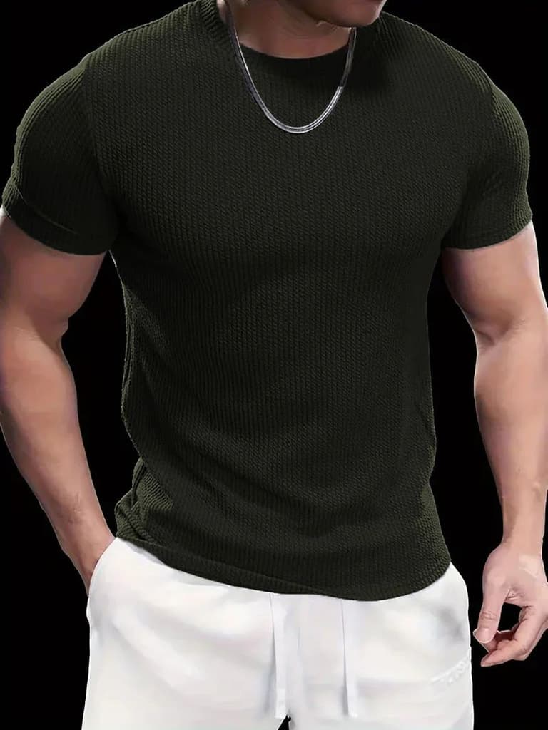 Premium Textured Round Neck T- Shirt