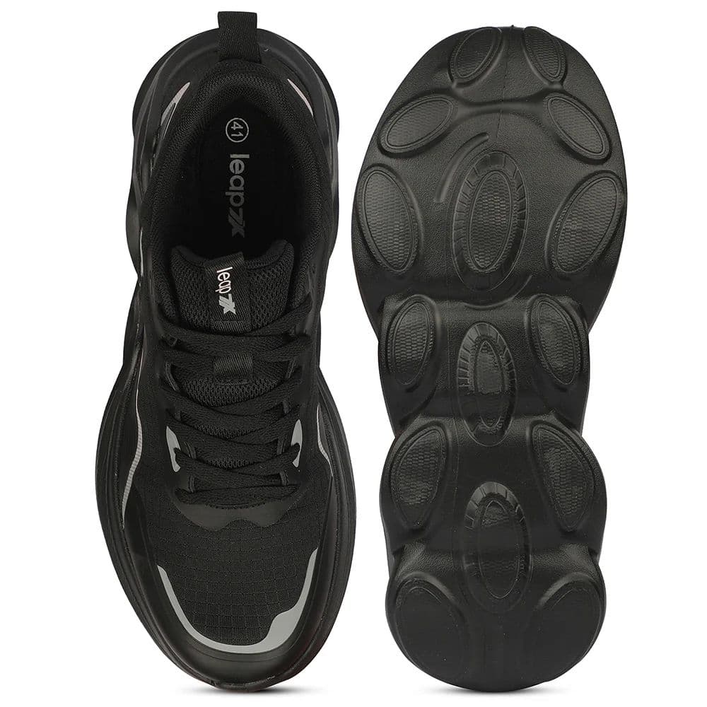 Leap7X ZQ-DWM-01 Airflow Outsoles Black Sports Non Lacing Walking Shoes for Men by Liberty — photo 4
