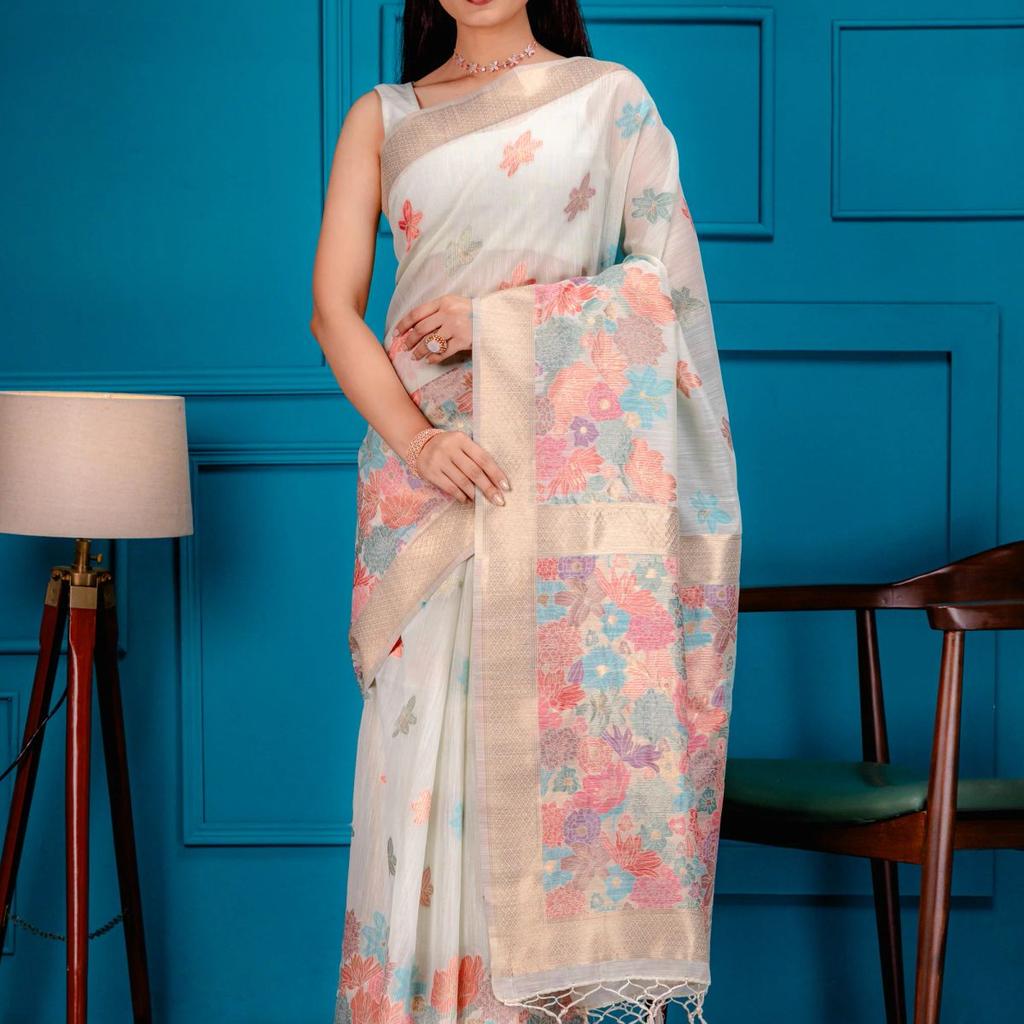 Mimosa Women's Woven Design Banarasi Style Art Silk Saree With Blouse Piece : SA00001785RMFREE