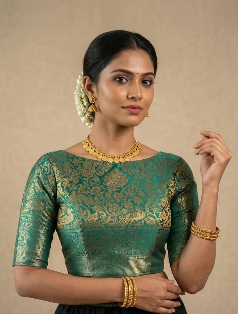 MIMOSA Women's Woven Design Banarasi Style Art Silk Saree with Blouse Piece - Saffire ( SA00003132SFFREE ) — photo 4