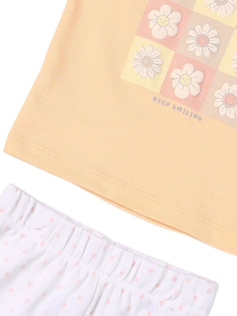 HOP Baby Boys Peach Printed Cotton T-Shirt and Shorts Set — photo 4