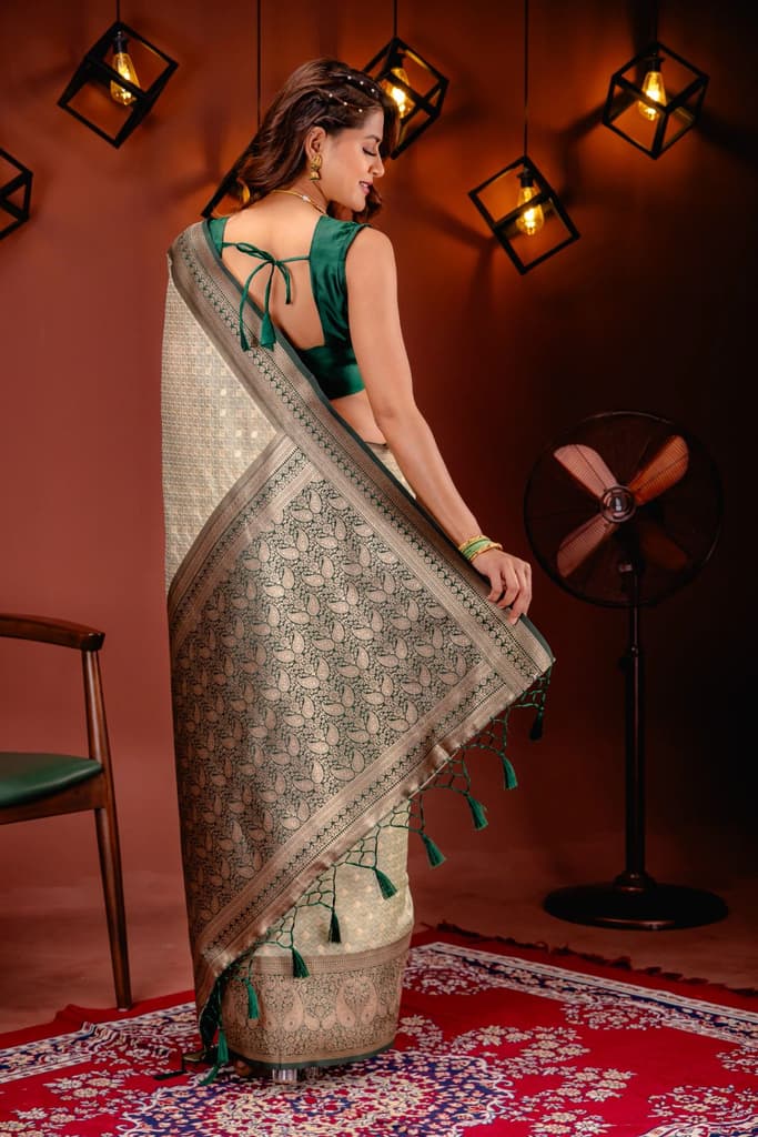 Mimosa Women's Woven Design Kanjivaram Style Art Silk Saree With Blouse Piece : SA00001612PSFREE — photo 6