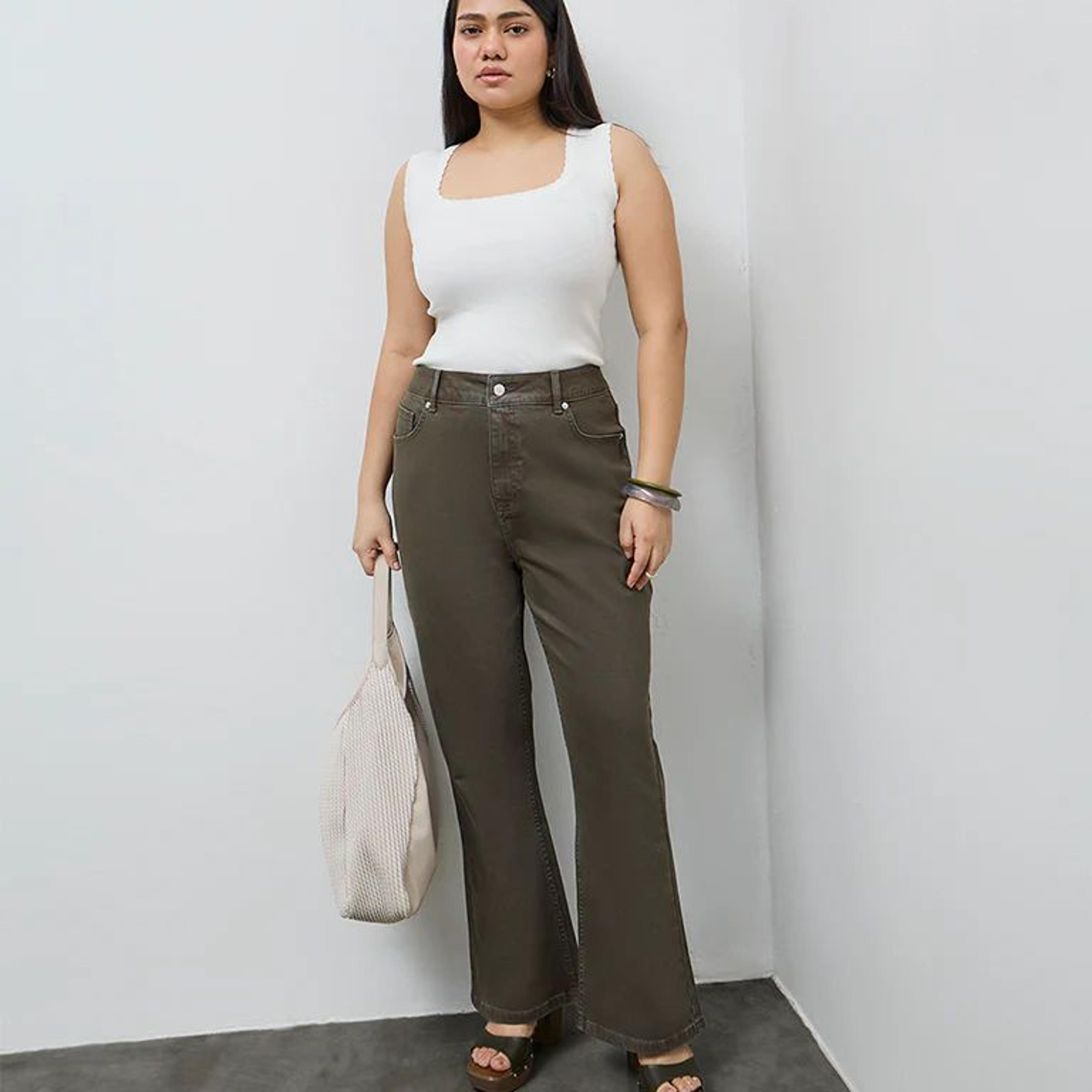 Gia Olive Bootcut High-Rise Jeans