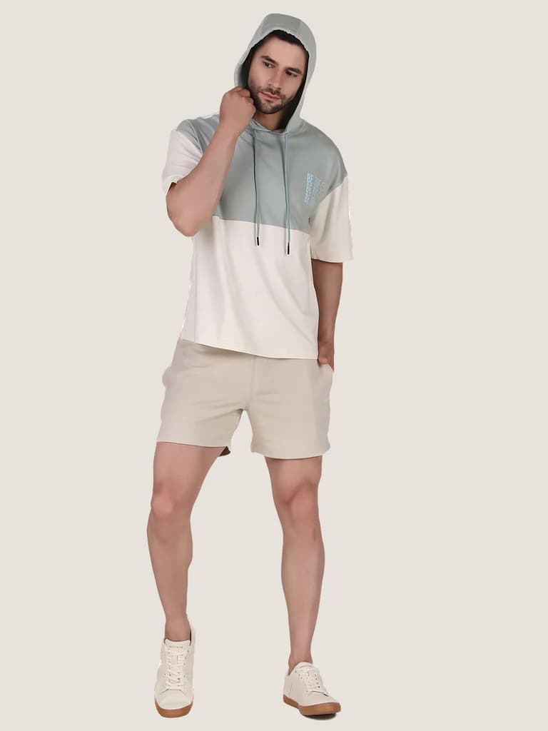 Unisex Blue & White Colourblock Half Sleeve Sweatshirt — photo 5