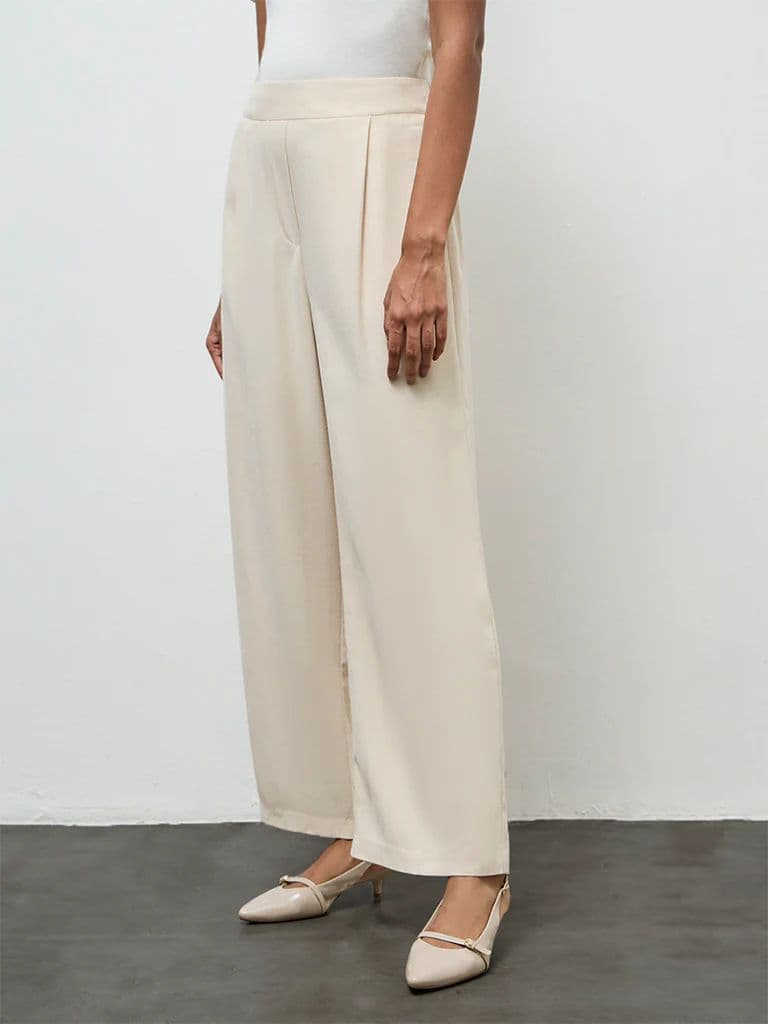 Wardrobe Cream High-Rise Trousers — photo 2