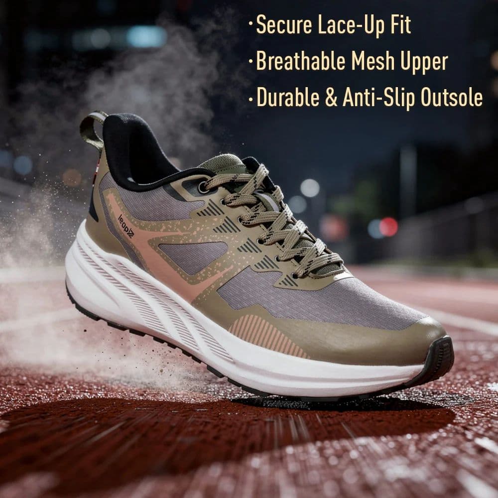 Leap7X ROYALESTPE Olive Green Sports Non Lacing Walking Shoes for Men by Liberty — photo 3