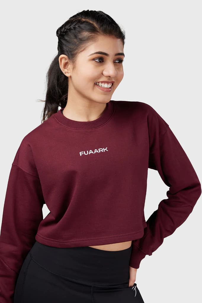 Signature Oversized Cropped Sweatshirt Cherry — XS