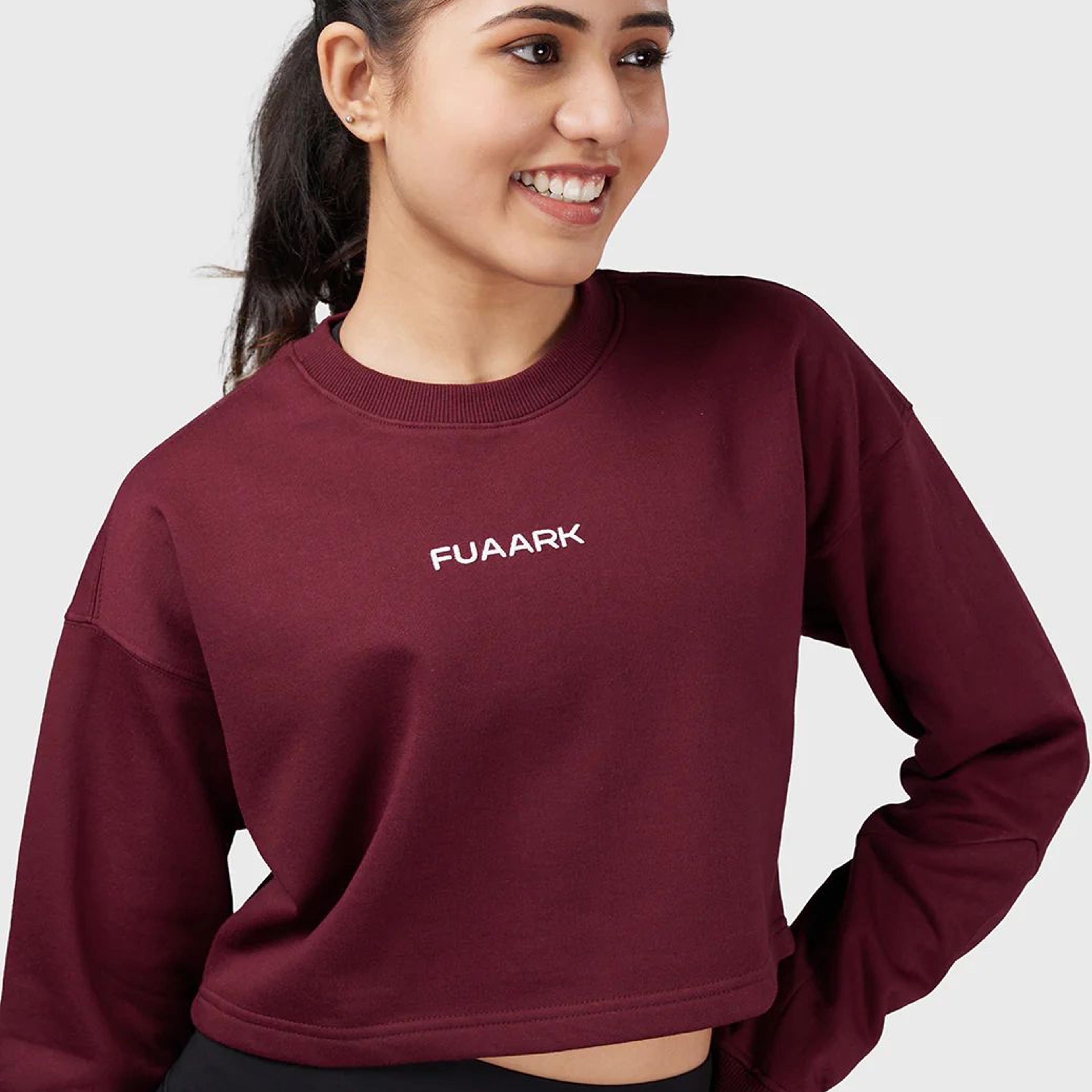 Signature Oversized Cropped Sweatshirt Cherry