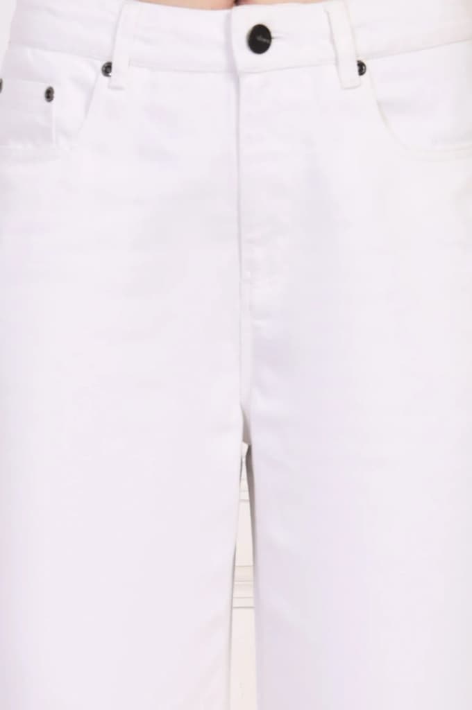White Solid Flared Cotton Pant — photo 5