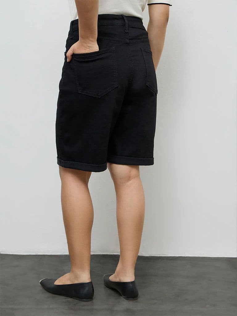 Gia Black High-Rise Denim Shorts — photo 4