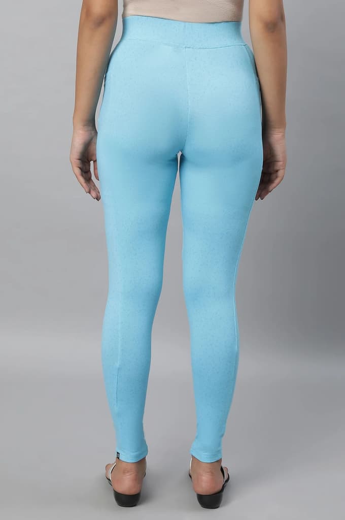 Blue Printed Skinny Fit Yoga Tights With Elasticated Waist — photo 2