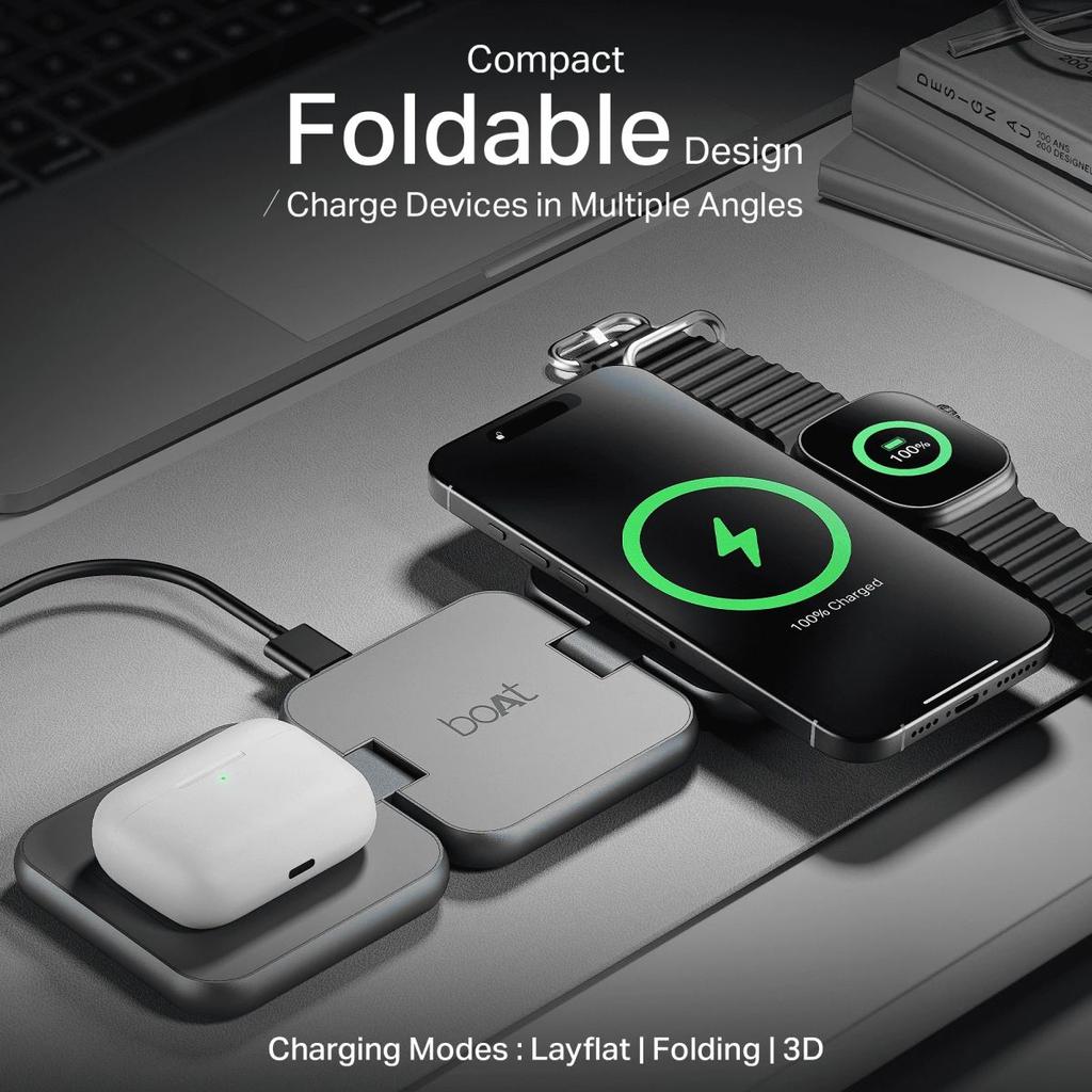 Flexcharge 360 | 3-in-1 Foldable Wireless Charger with Magnetic Hold, Fast Charging & Smart Power Management — photo 4