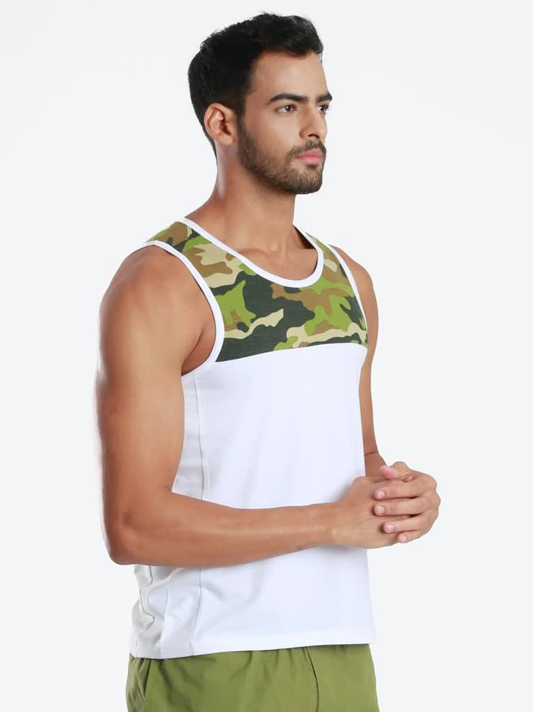 Yoke Camo White Active Fit Camo Printed Organic Bamboo Vest (Pack Of 1) — photo 2