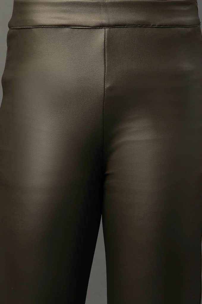 Olive Green Leather Pants — photo 6