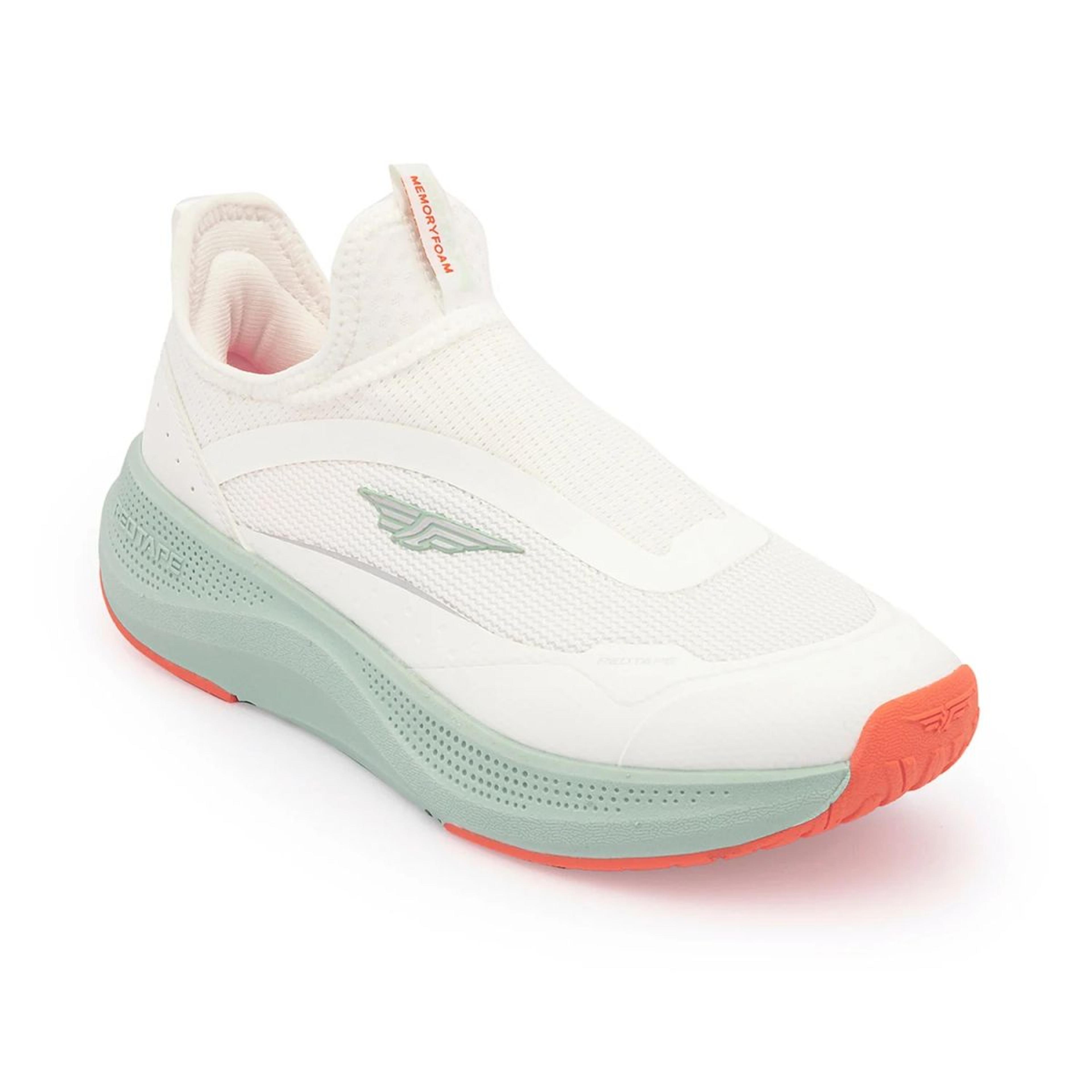 Walking Shoes for Women in White and Mint green | Slip-On Shoes