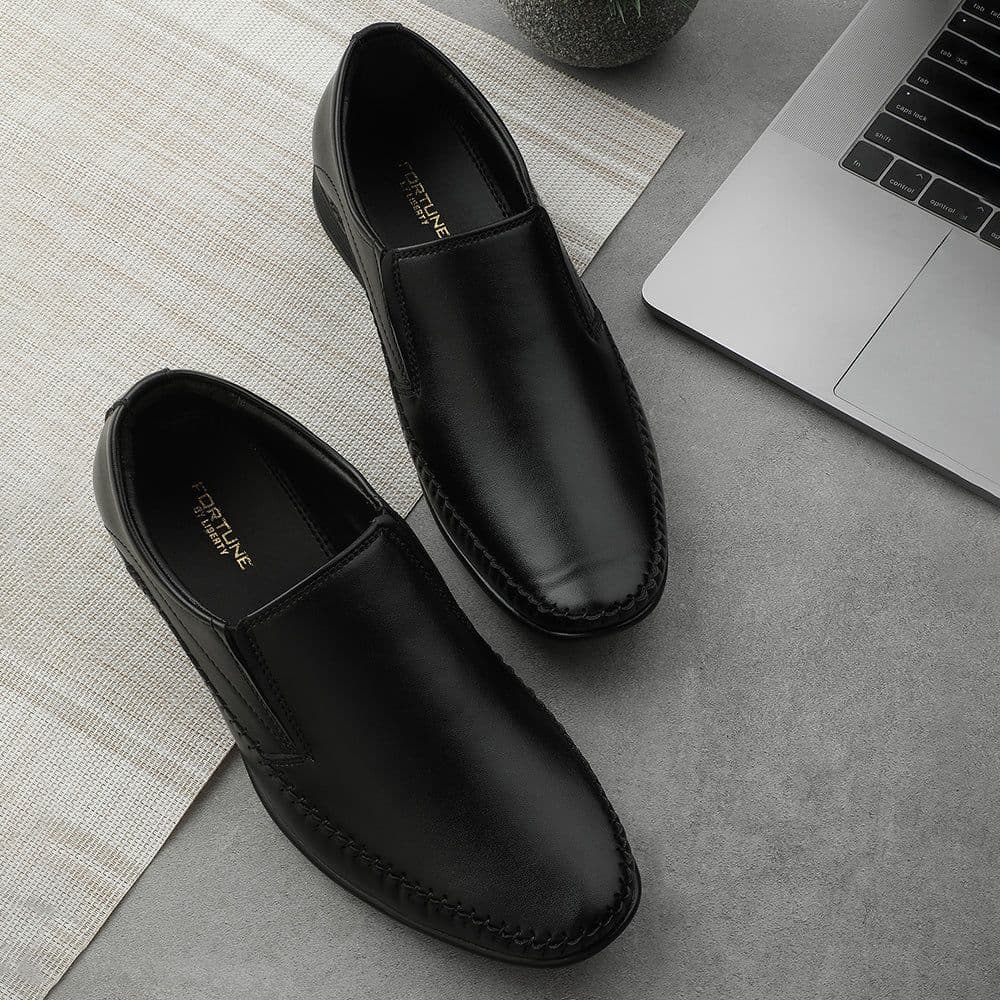 Fortune Black Formal Non Lacing Moccasin Shoes For Men HML-18E By Liberty — photo 4