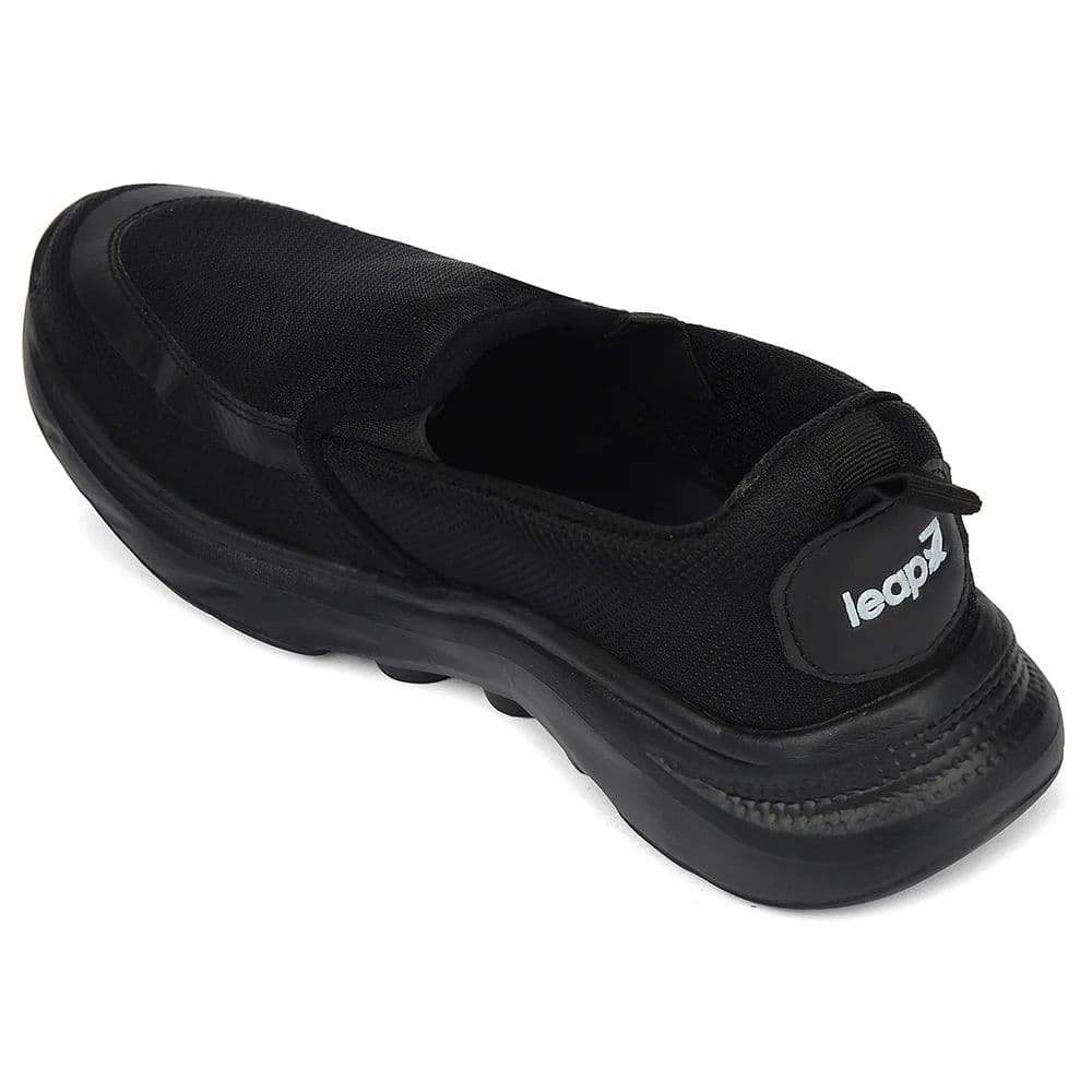 Leap7x Black Sports Non Lacing Walking Shoes For Men VENIS-1D By Liberty — photo 5
