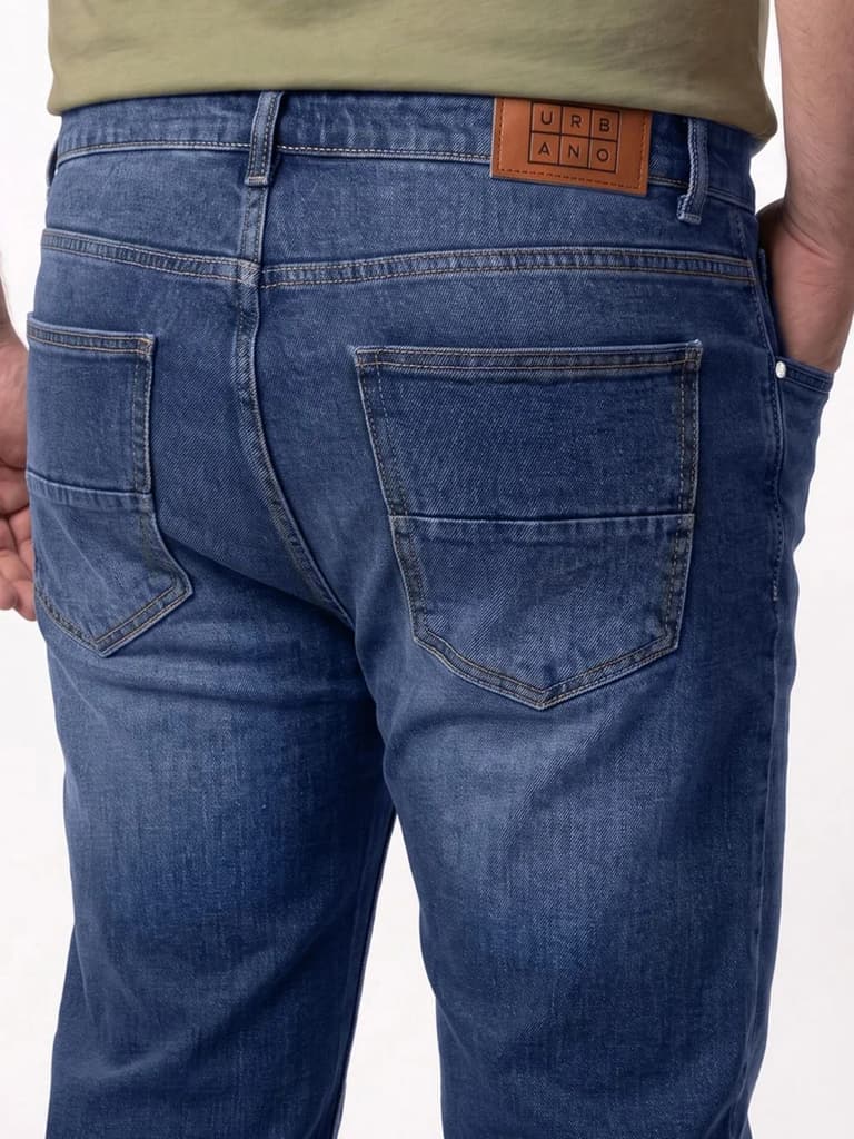 Plus Men's Blue Relaxed Fit Washed Denim Jeans Non-Stretchable — photo 5