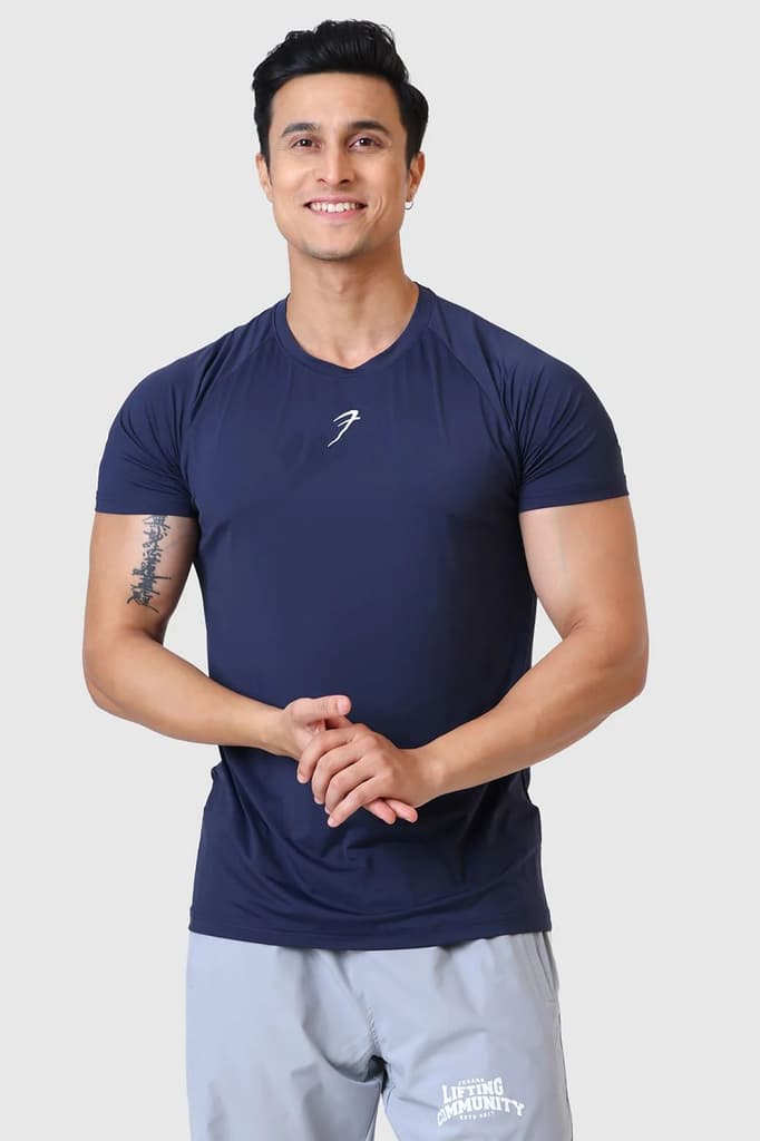 Bare Nylon T-shirt Navy — S