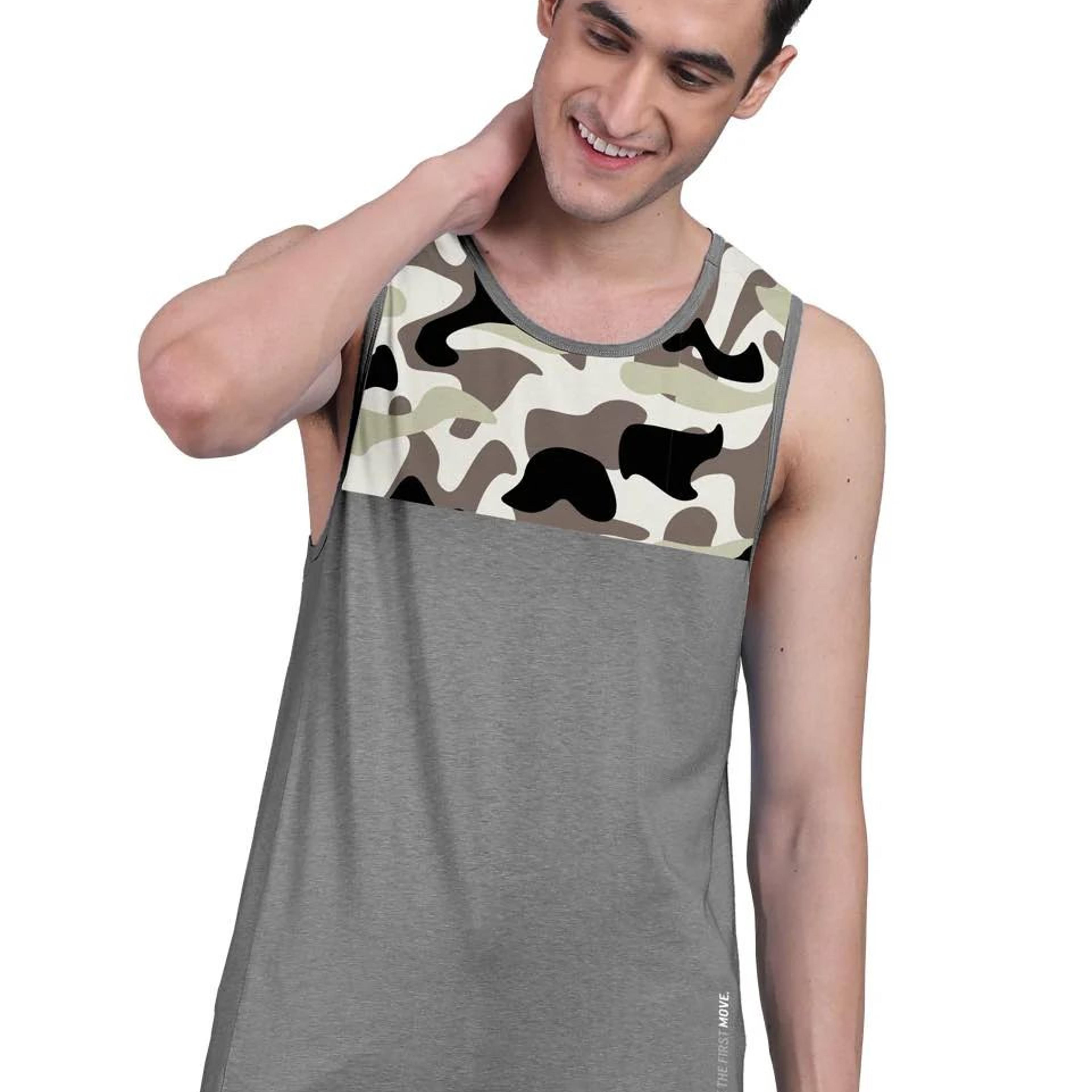 Iron Charcoal Active Vest Front Yoke Camouflage Regular Organic Bamboo Vest - Active Fit (Pack Of 1)