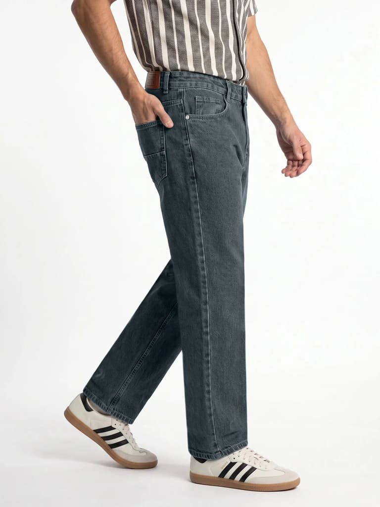 Men's Blue Relaxed Fit Washed Denim Jeans Non-Stretchable — photo 2