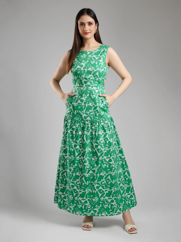 Omira Printed Midi Dress - Green — photo 5