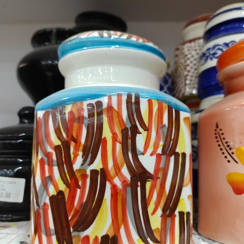 Colorful Vase with Stripes | Ceramic | Decorative | Multi-colored