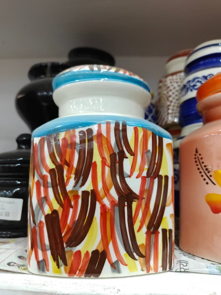 Colorful Vase with Stripes | Ceramic | Decorative | Multi-colored