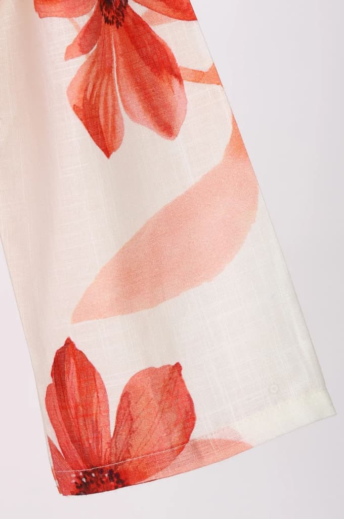 Off White Floral Printed Rayon Straight Kurta — photo 7