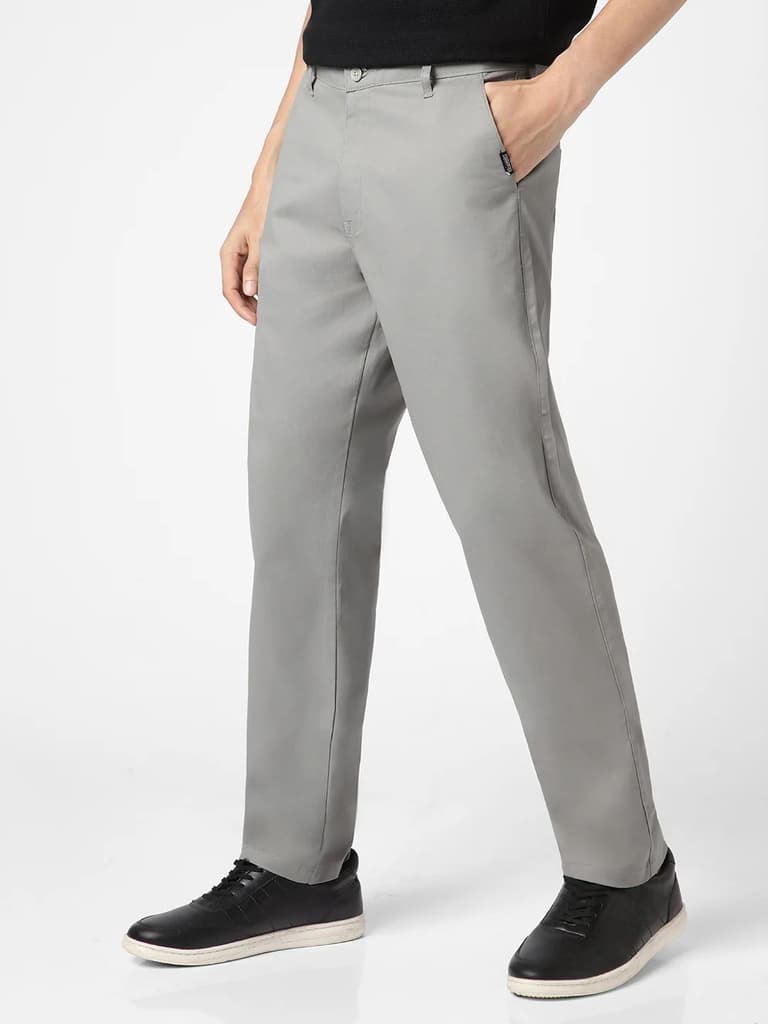 Men's Light Blue Cotton Regular Fit Casual Chinos Trousers Stretch — photo 2