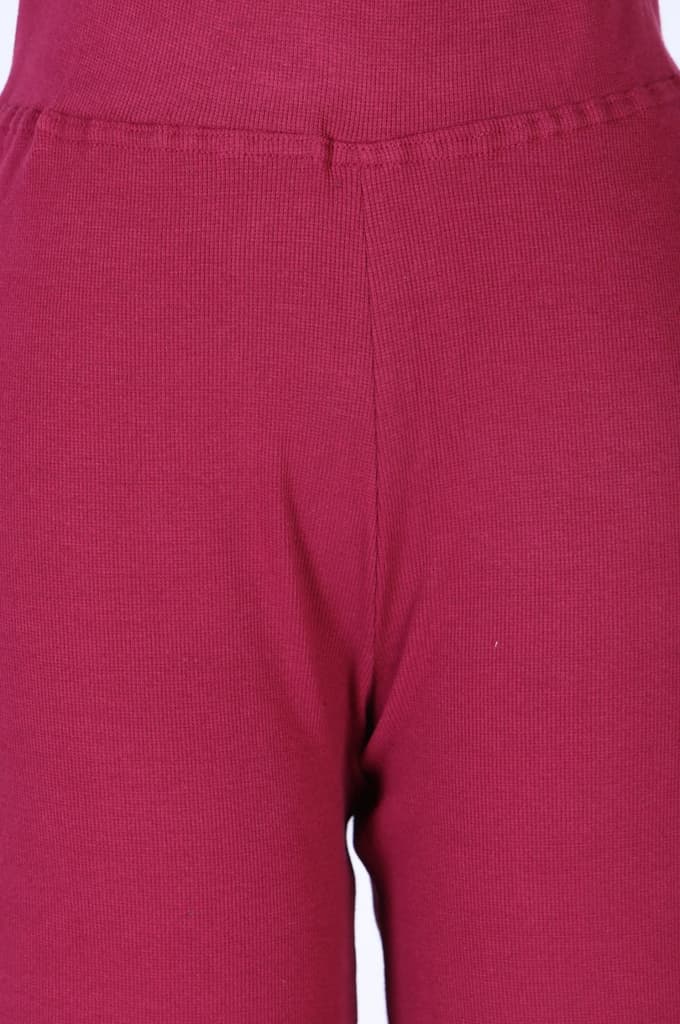 Magenta Solid Cotton Blend Ankle Length Flared Pants — photo 3