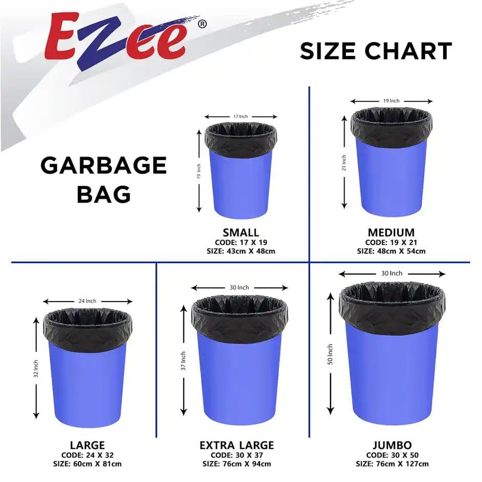 Ezee Flat Garbage Bags Medium Black | 19 x 21 Inch — photo 3