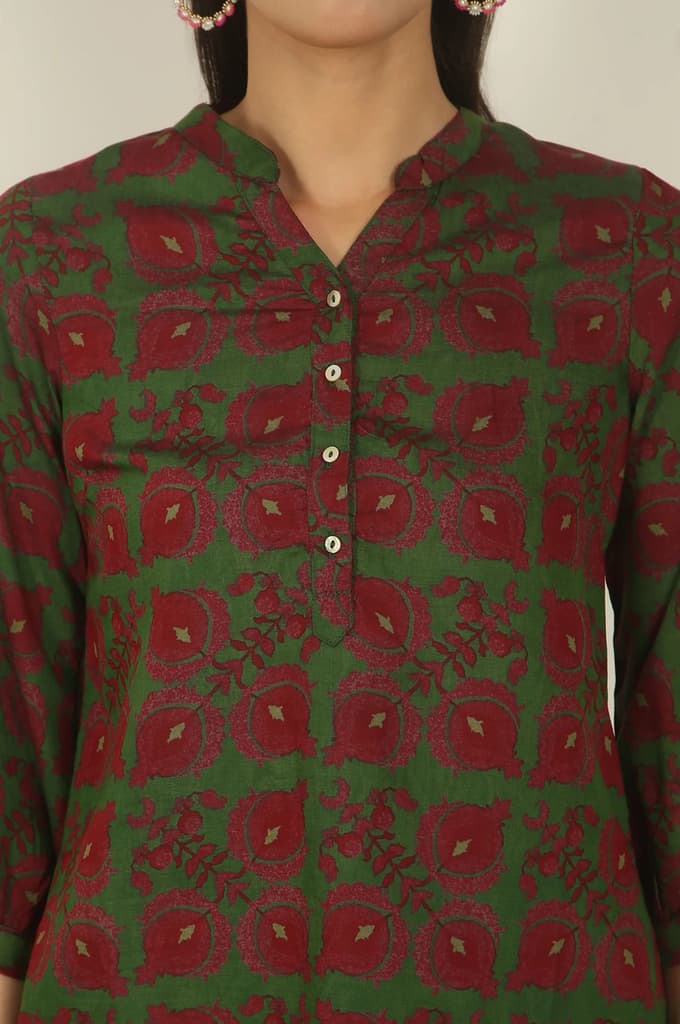 Green Printed Crepe Straight Top — photo 4