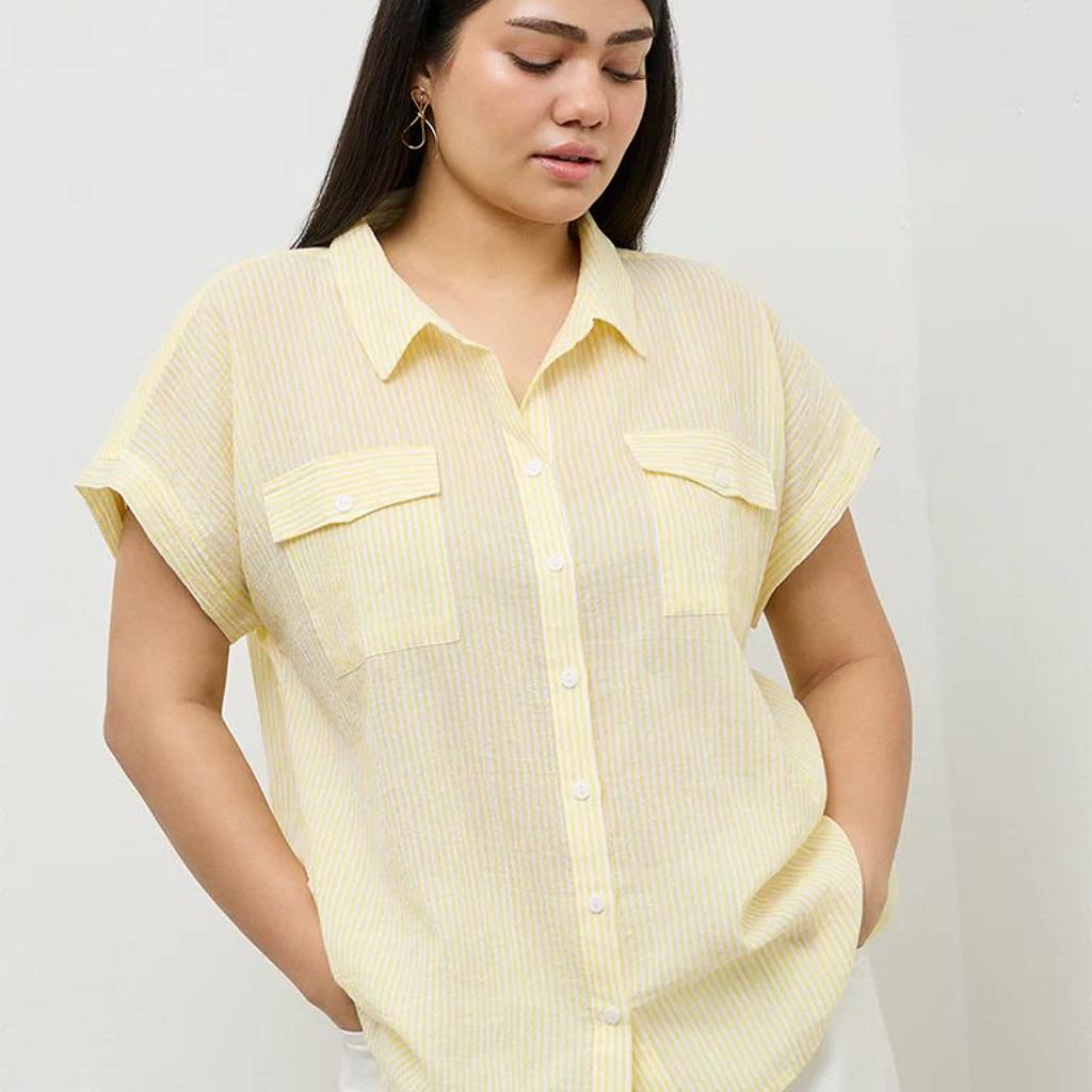 Gia Yellow Striped Cotton Shirt