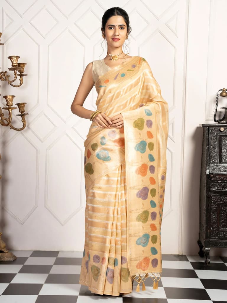 Mimosa Women's Woven Design Banarasi Style Art Silk Saree With Blouse Piece : SA00002064YLWFREE — photo 2
