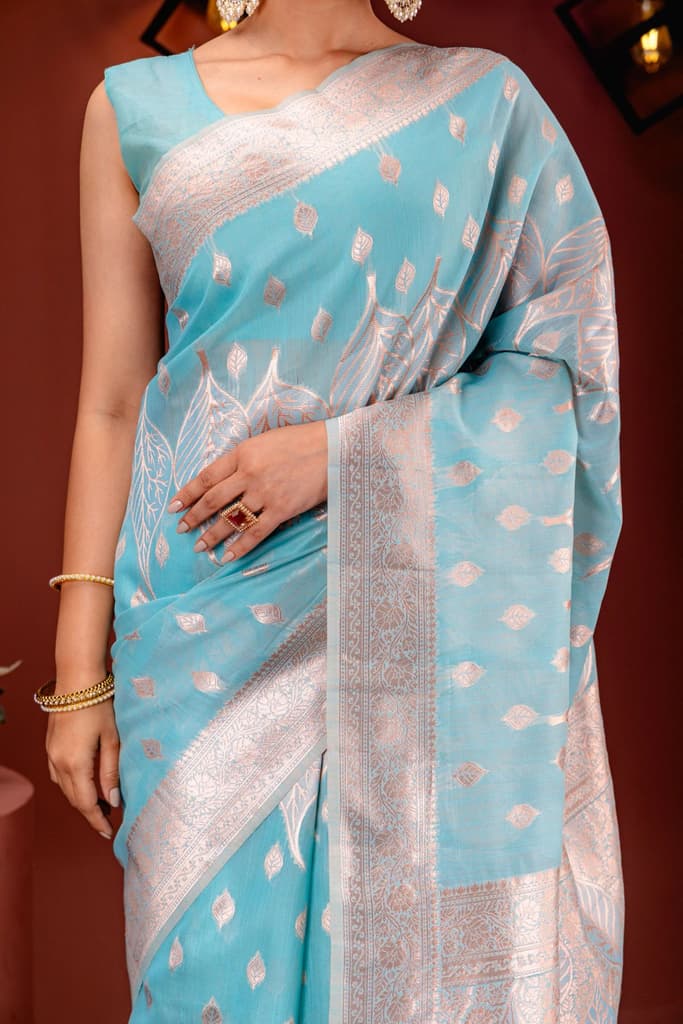 Mimosa Women's Woven Design Banarasi Style Art Silk Saree With Blouse Piece : SA00001766SFFREE — photo 3