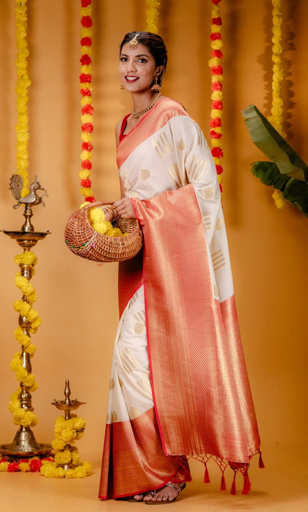 Mimosa Women's Woven Design Kanjivaram Style Art Silk Saree With Blouse Piece : SA00001732HWFREE — photo 5