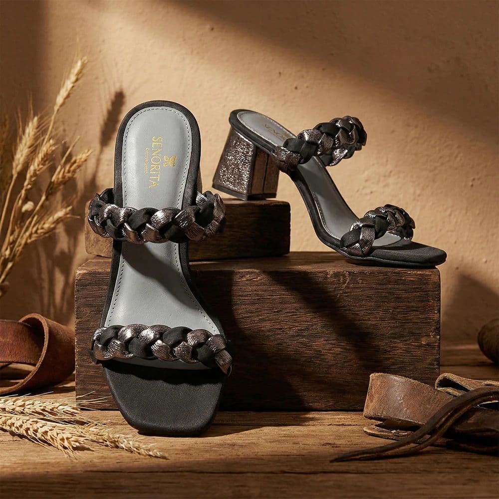 Senorita STY-164E Black Casual Heeled Slippers for Women — photo 2