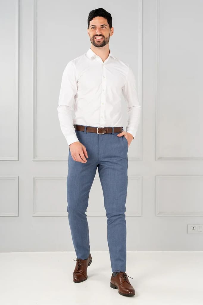 Marina Blue Merino Wool Twill Pant