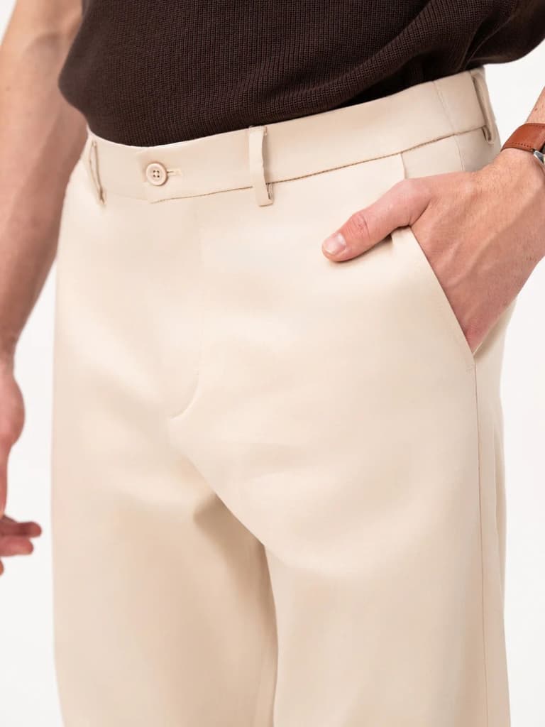 Lumora Cream Relaxed Fit Stretch Chinos for Men — photo 9