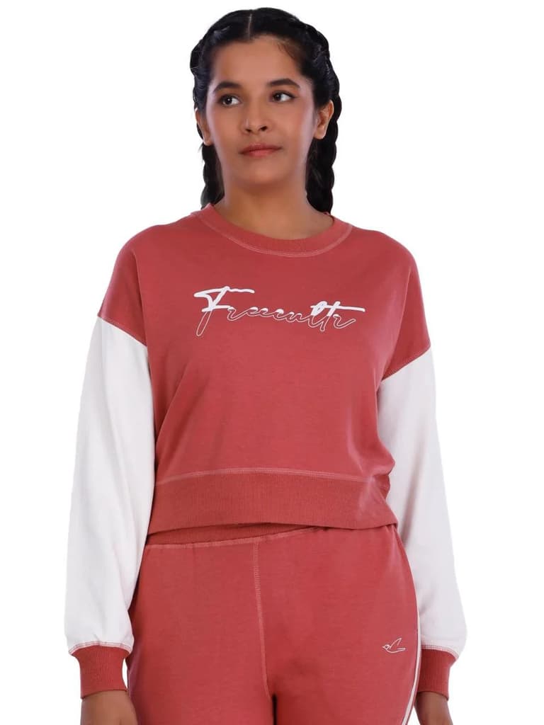 Brick Red Printed Crop Sweatshirt — photo 2