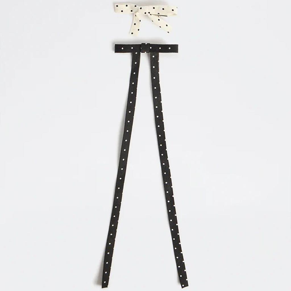 Westside Accessories Black and White Polka-Dot Bow Clips - Pack of 2