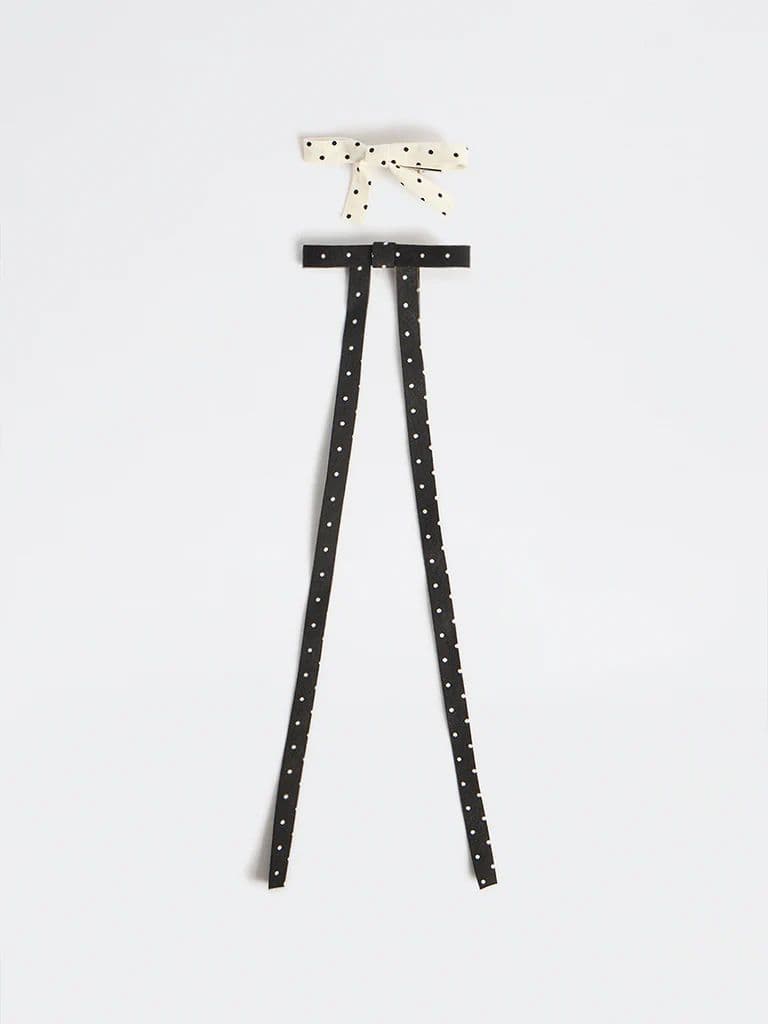 Westside Accessories Black and White Polka-Dot Bow Clips - Pack of 2