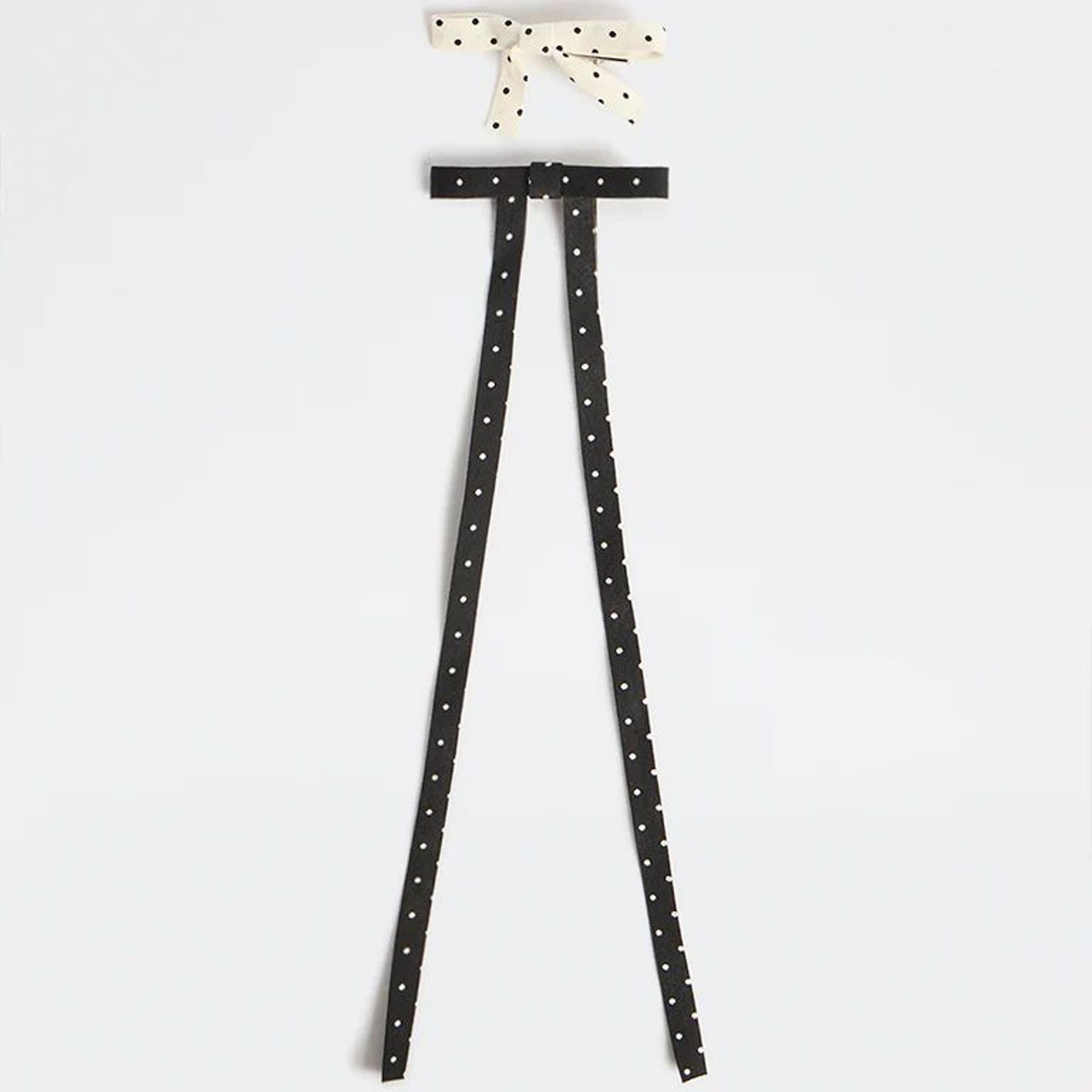 Westside Accessories Black and White Polka-Dot Bow Clips - Pack of 2