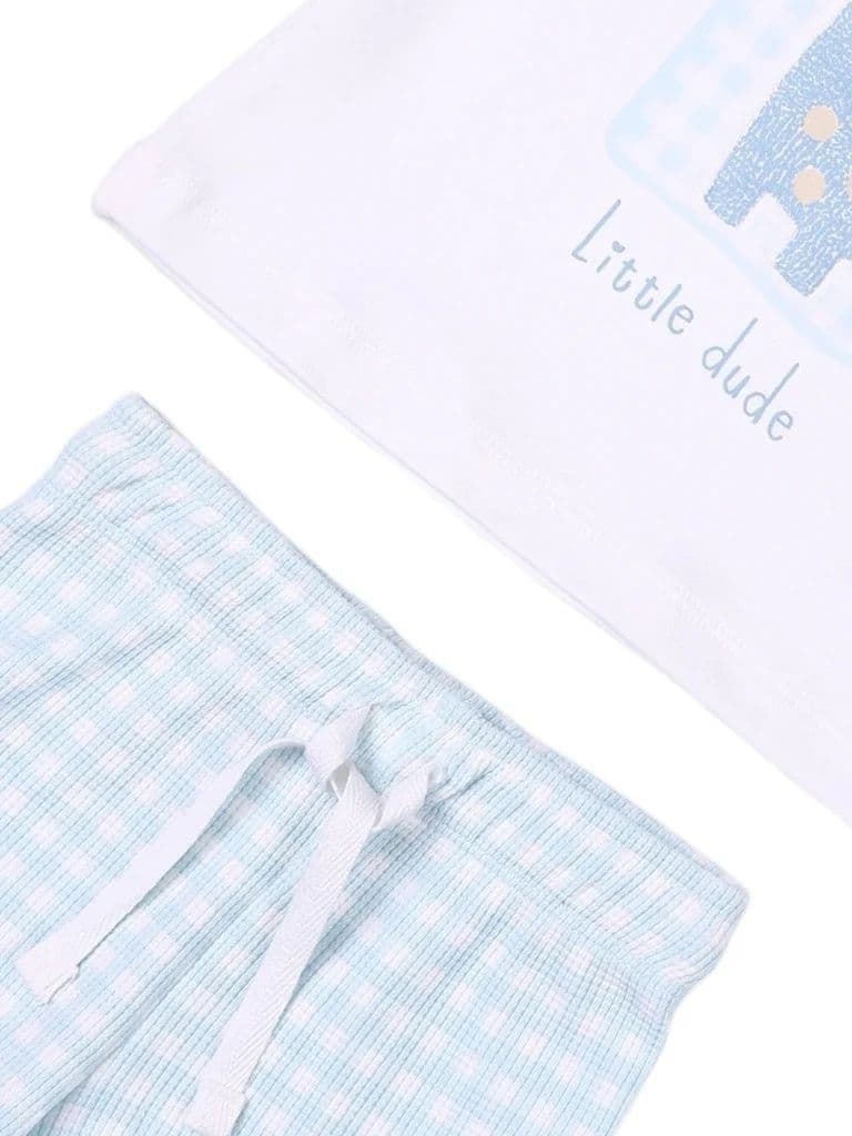 HOP Baby Boys White Printed Cotton T-Shirt and Shorts Set — photo 4